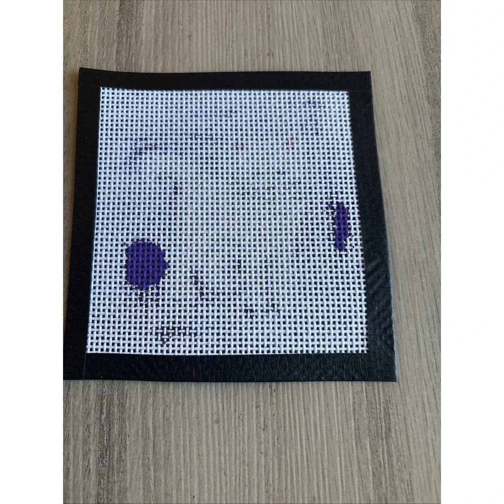 Handpainted Needlepoint cross stitch Canvas Purple White Cat 13 Mesh 4.5